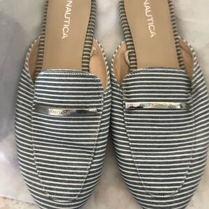 Nautica Women's Navy and White Striped Loafers